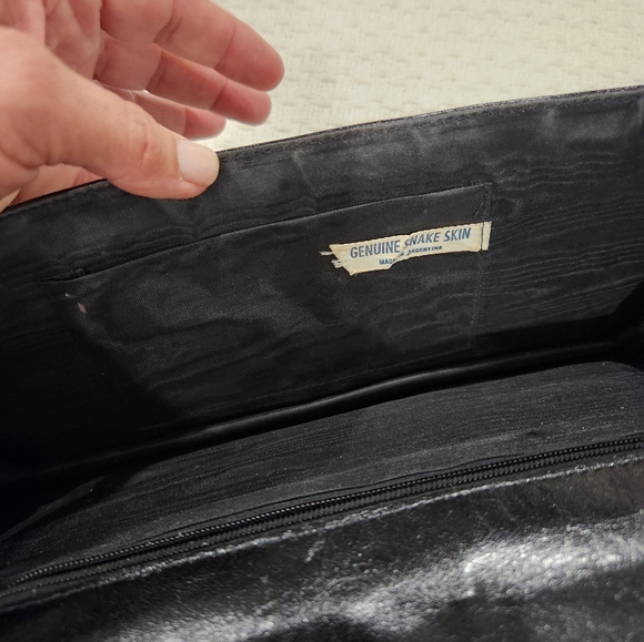 EXOTIC SNAKESKIN AND LEATHER CLUTCH BAG VINTAGE EUC - Picture 8 of 12